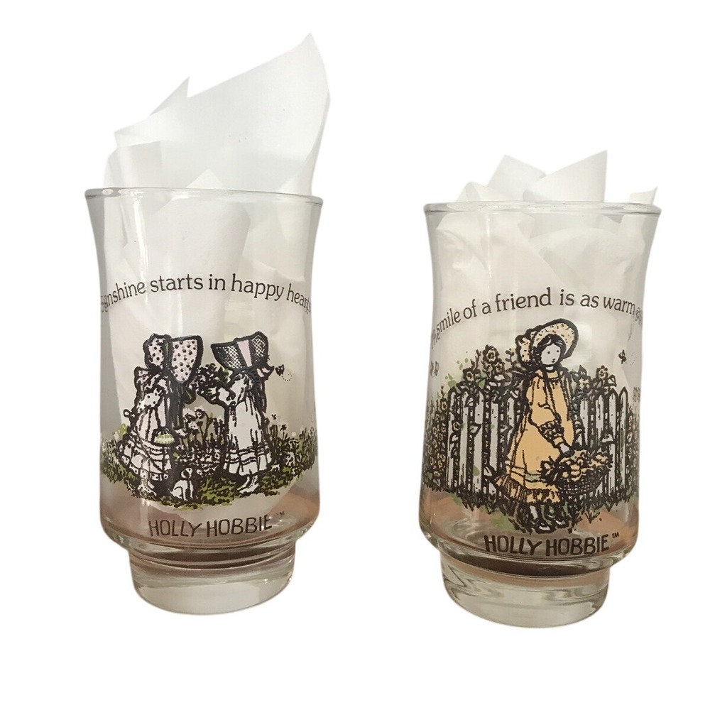 Holly Hobbie Vintage Glasses‎ Set of 2 American Greetings MCMlXXV